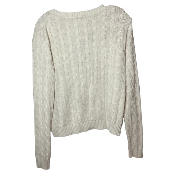 Brandy Melville Cream Cable Knit V-Neck Sweater Soft Cozy Classic Knitwear Baisc - Picture 6 of 9